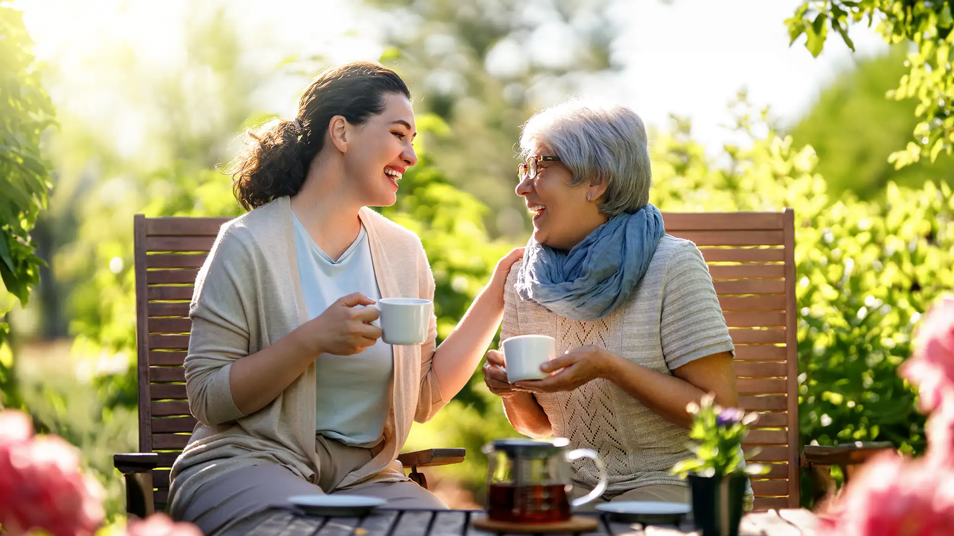 Women having tea in the garden