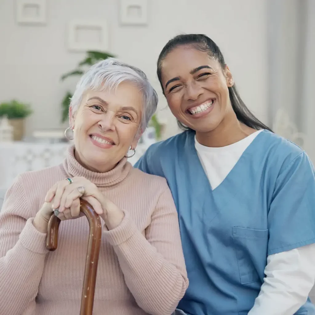 Nurse smiling with client