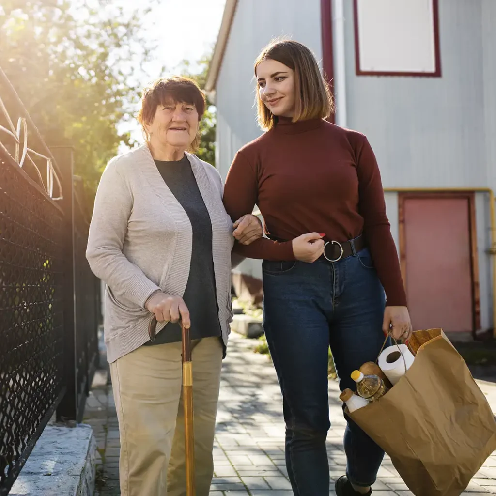 Helping bring in groceries